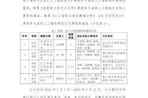 关于省级一流人工智能课程拟推荐结果的公示