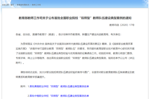 我院一案例入选首批全国职业院校“双师型”教师队伍建设典型案例遴选名单